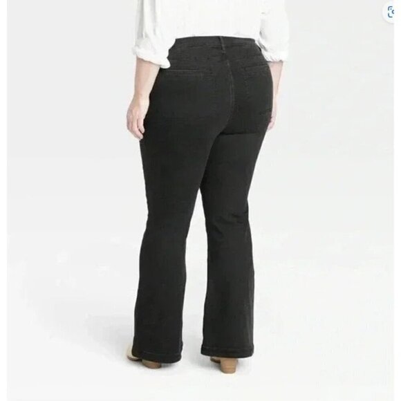 Women's Plus Size 18 High-Rise Anywhere Flare Jeans - Knox Rose Black Denim - Picture 3 of 7
